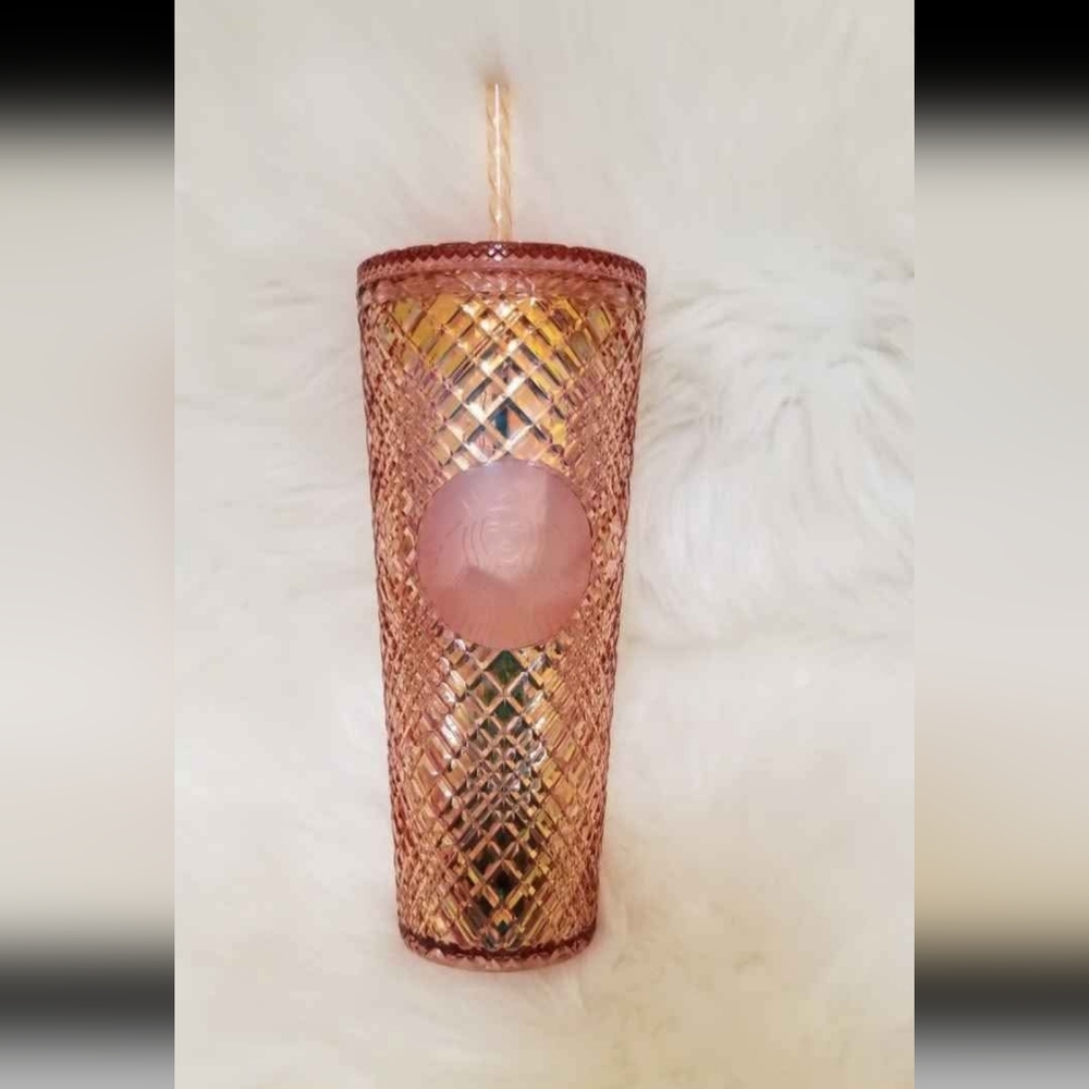 Elegant Pink Tumbler with Straw